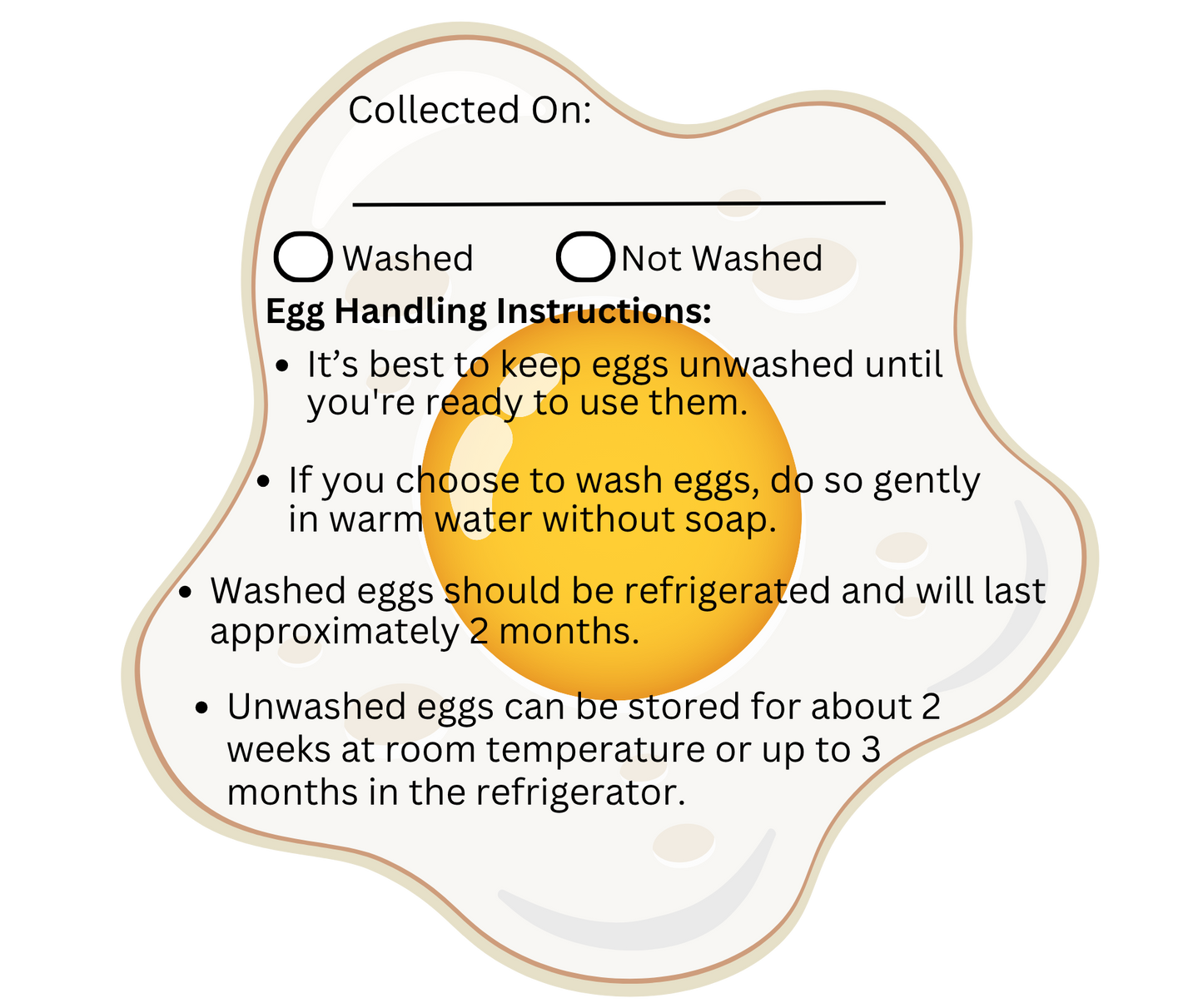 Egg Collection & Handling Stickers — 10‑Up Sheet (Pack of 10 Sheets, 100 Labels)