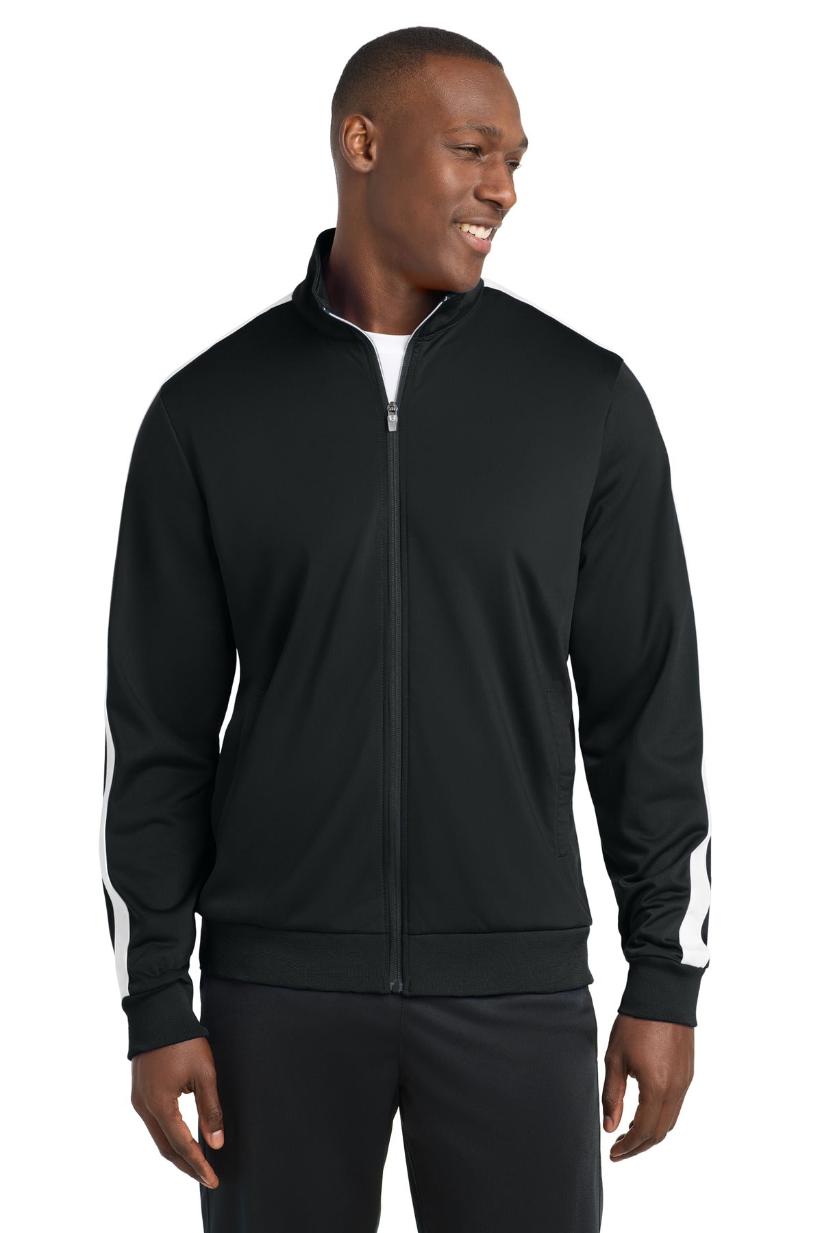Sport-Tek  ®;  Tricot Sleeve Stripe Track Jacket. JST94