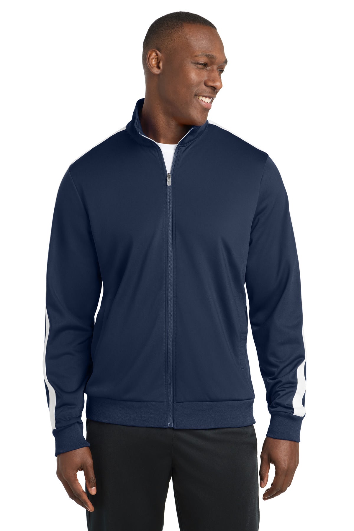Sport-Tek  ®;  Tricot Sleeve Stripe Track Jacket. JST94