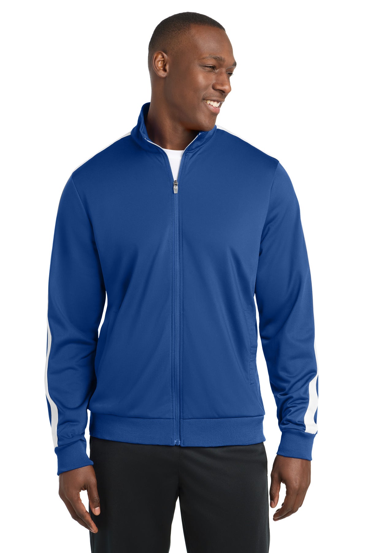Sport-Tek  ®;  Tricot Sleeve Stripe Track Jacket. JST94