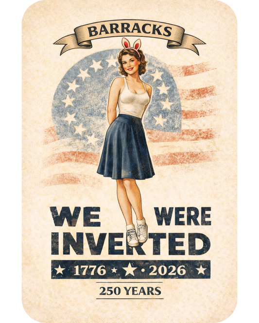 "We Were Inverted" Barracks Bunny Pin-Up Sticker - 250th Anniversary Military Heritage Collection